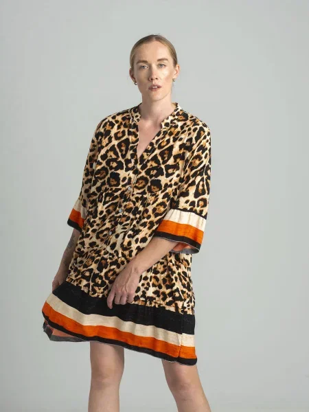 Obleka obleka Estee Brown s potiskom z leopardjim vzorcem bež