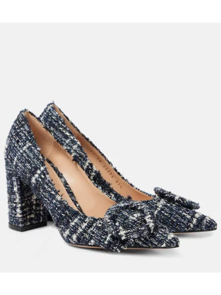 Pantofi cu toc Gianvito Rossi din tweed albastru