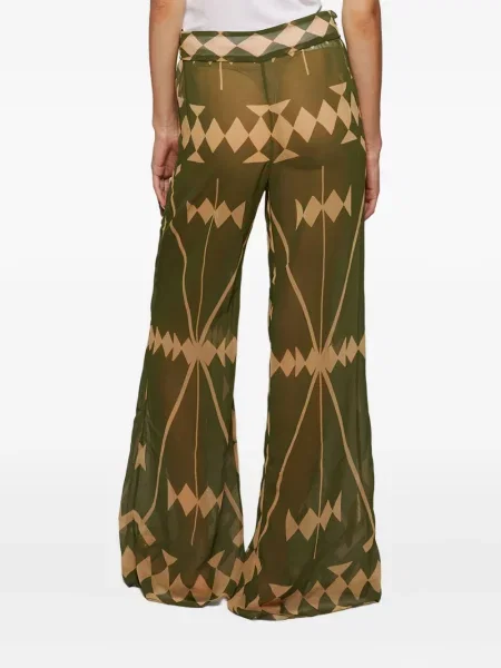 Pantaloni Johanna Ortiz cu imagine cu imprimeu geometric verde
