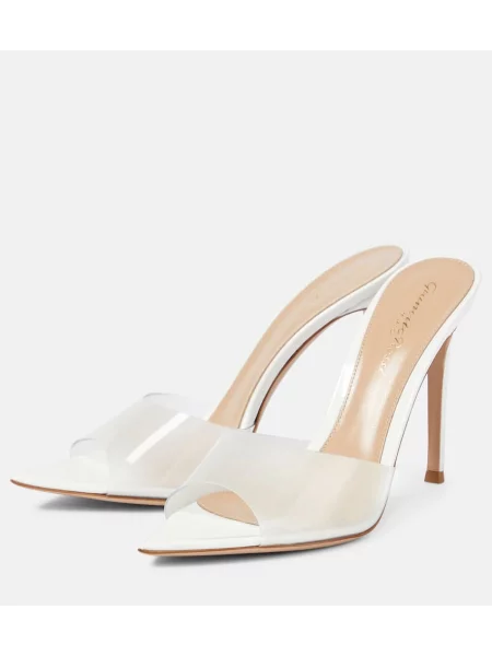 Papuci tip mules Gianvito Rossi alb