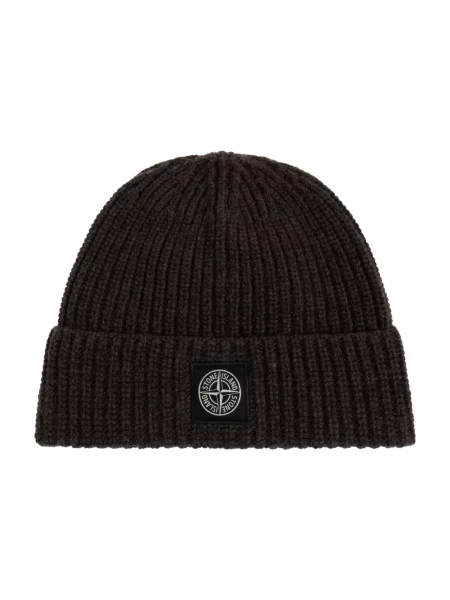 Lekka czapka Stone Island wełniana z kamieniami zielona