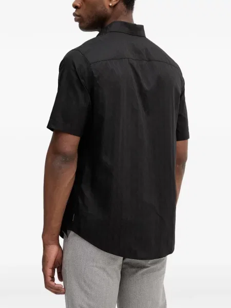 Žakárová krátký košile Armani Exchange s autogramem černá
