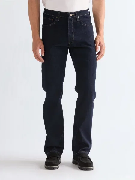 Прямі джинси Wrangler темно-синій бавовна/поліестер сині