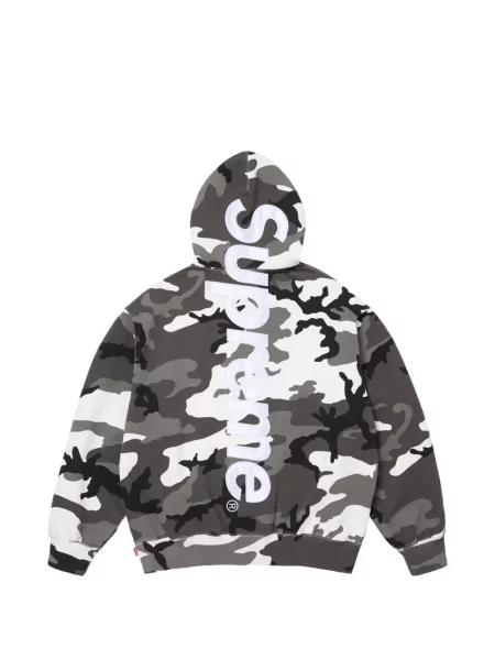 Hoodie Supreme με απλικέ παραλλαγής γκρι