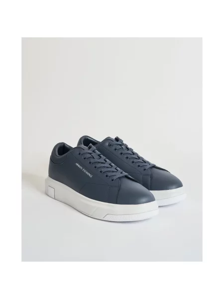 Sneakersy Armani Exchange skórzane klasyczne niebieskie