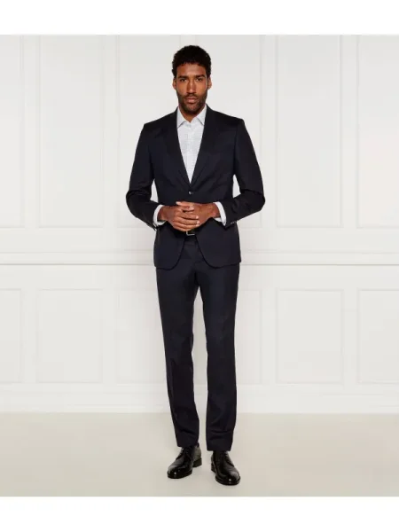 BOSS BLACK Gyapjú öltöny fekete