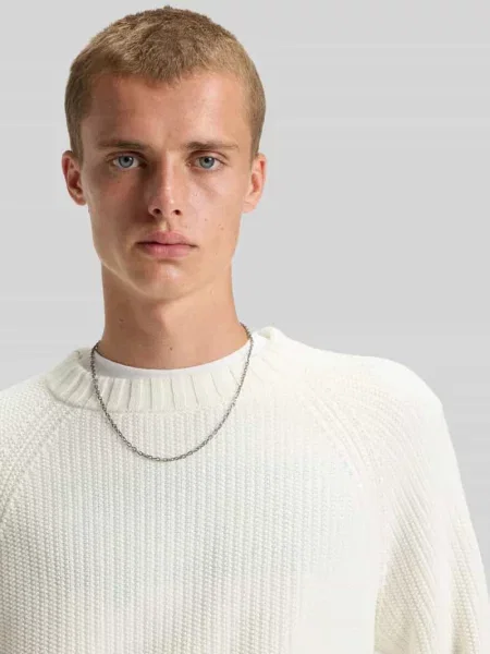 Sweter o kroju relaxed fit z czystej bawełny model Sonnee' Hugo Blue biały