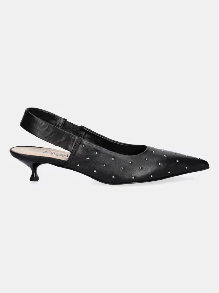 Кожаные туфли Agl на низком каблуке с шипами черные