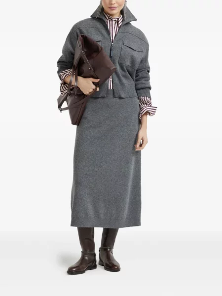 Cardigan Brunello Cucinelli tricotate gri