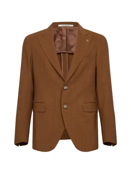 Вълнен едноредни блейзър Tagliatore с автограф кафяво