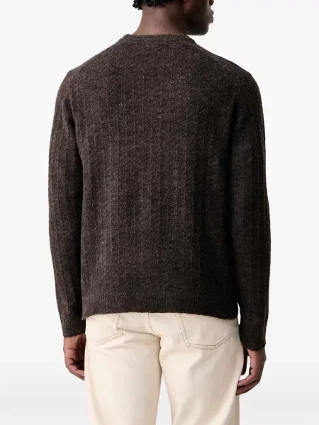 Sweter Lindbergh z okrągłym dekoltem brązowy