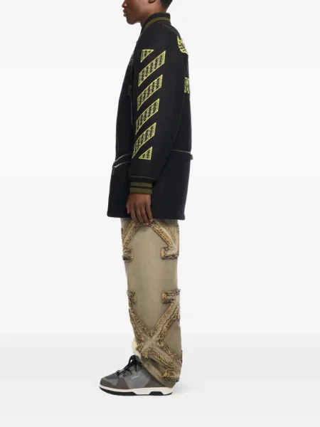 Παλτό Off-white με κέντημα λευκό