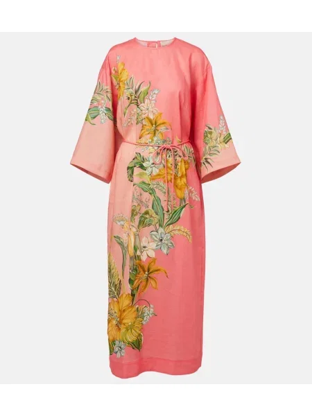 Rochie maxi Alemais cu model floral de costum roz