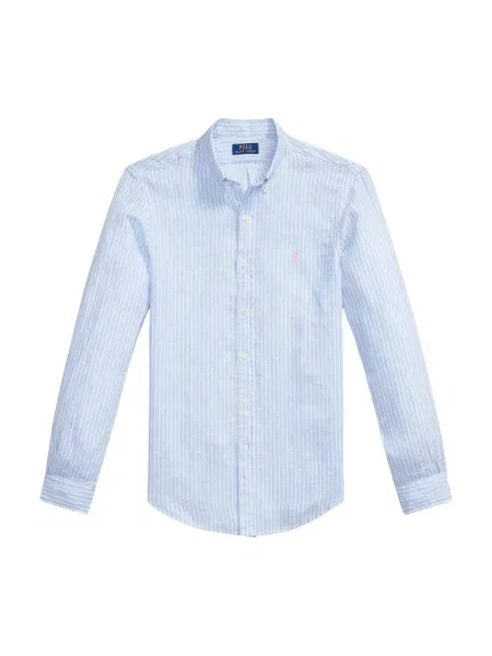 Lniana koszula Polo Ralph Lauren niebieska