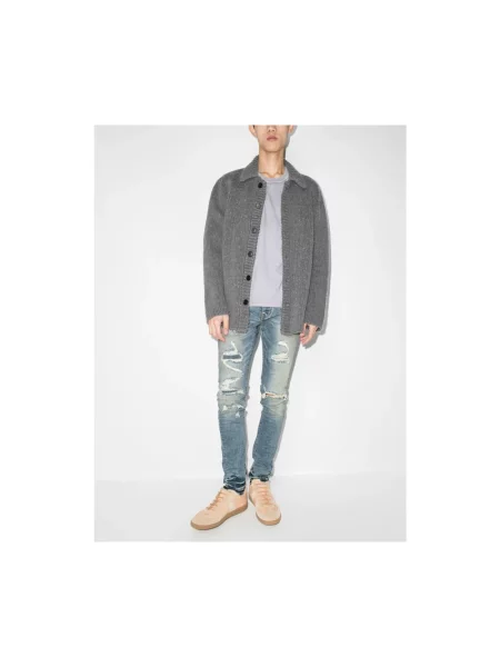 Skinny jeansy skinny Purple Brand z przetarciami niebieskie