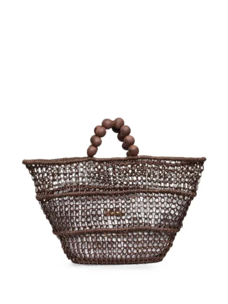 Geantă shopper Poolside cu mărgele maro