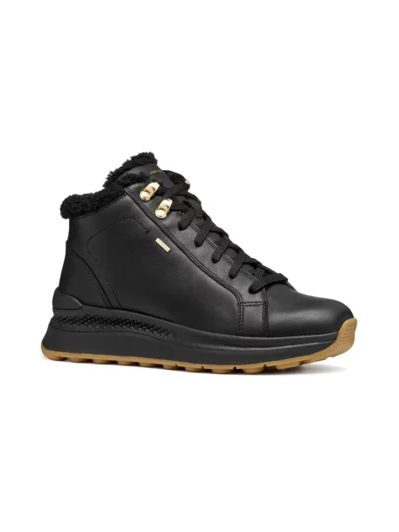 Sneakersy Geox skórzane na płaskim obcasie czarne