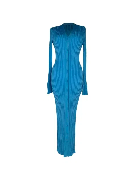 Rochie maxi Galvan London tricotate albastru