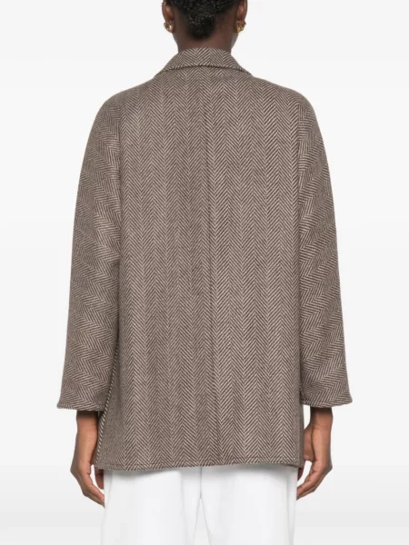 Geacă Dusan cu model herringbone cu rever maro