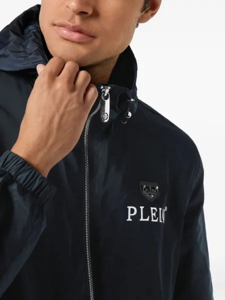 Geacă Philipp Plein cu glugă albastru