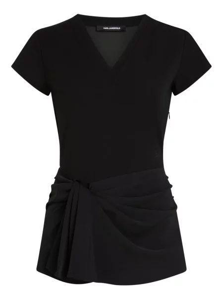 Топ Karl Lagerfeld с V-образно деколте черно