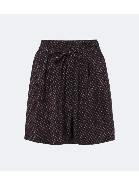 Pantaloni scurți Saint Laurent de mătase cu imagine negru