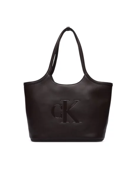 Calvin Klein torebka shopper z imitacji skóry brązowa