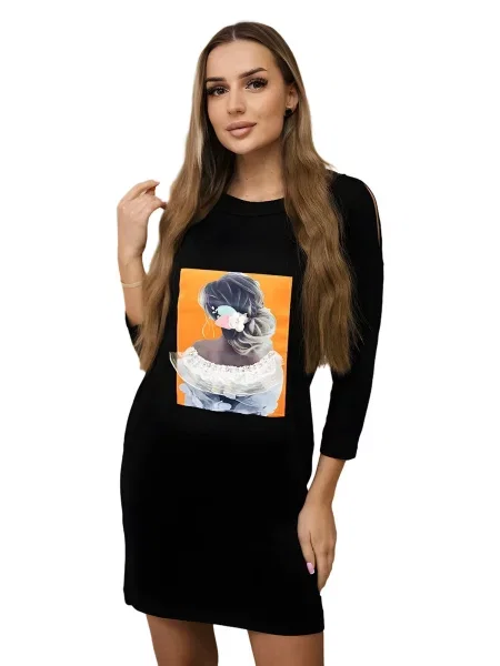 Šaty s 3D grafikou krajka černá