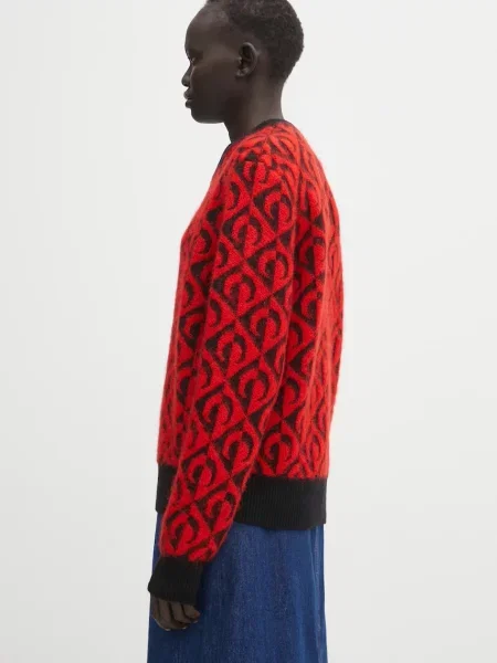 Πουλόβερ με προσθήκη μαλλιού Marine Serre Moon Lozenge Knit Crewneck κόκκινο