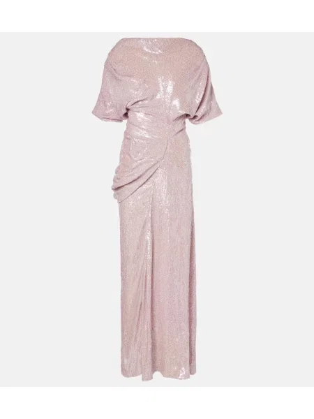 Sukienka Dries Van Noten drapowana różowa