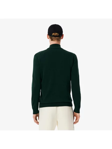 Lacoste Sweter Z Wysokim Kołnierzem I Zamkiem zielony