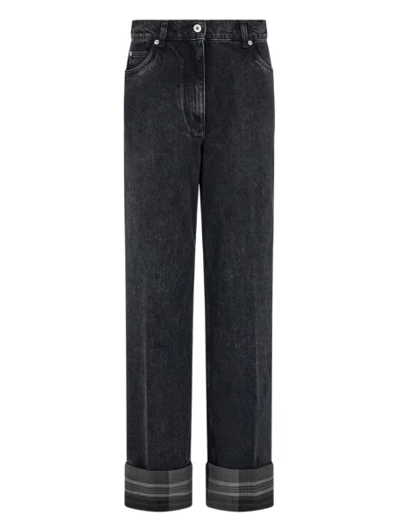 Proste jeansy Ferragamo w kratkę czarne