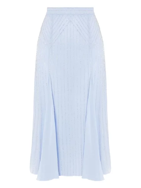 Spódnica plisowana Temperley London do kolan z koralikami niebieska