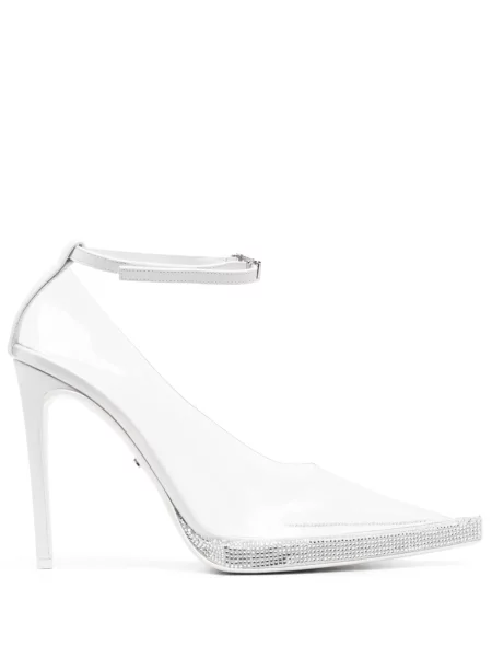 Pantofi cu toc Gcds din piele de cristal alb