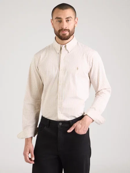 Polo Ralph Lauren Košeľa pastelovo oranžová biela