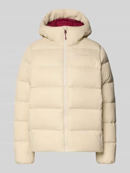 Kurtka puchowa z wyhaftowanym logo model „FROST DOWN” Peak Performance beżowa