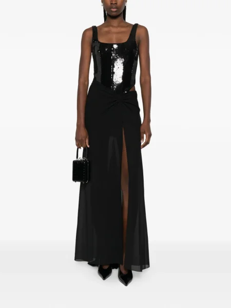 Rochie maxi Patrizia Pepe cu paiete de costum negru