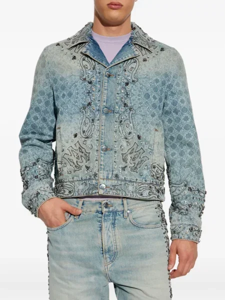 Geacă Amiri cu model paisley albastru