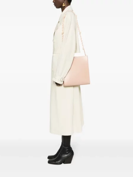 Кожена чанта Jil Sander розово