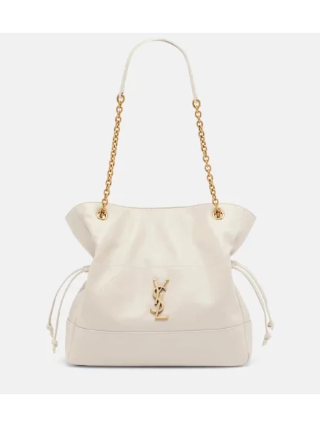 Usnjena shopper torbica Saint Laurent bela