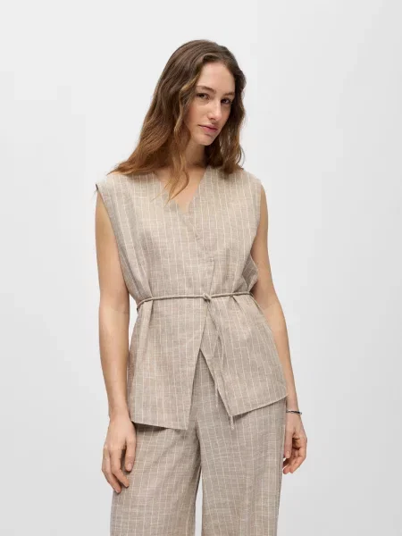OBJECT Vestă de costum OBJPAULA YUI bej închis alb
