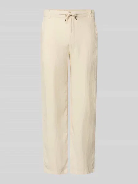 Spodnie lniane z wiązanym paskiem model KARL MYKONOS' Jack & Jones beżowe