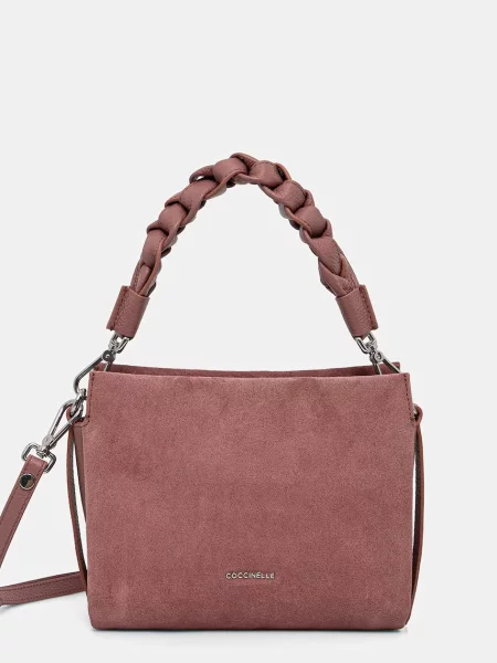 Coccinelle geantă crossbody pentru femei din piele întoarsă roz