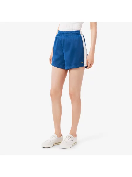 Lacoste Spodenki Z Satynowego Dżerseju W Prążki Pointelle niebieskie