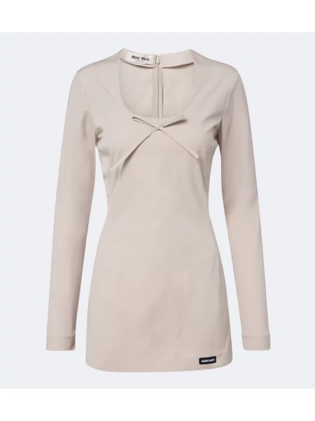 Rochie Miu Miu cu funde din poplin alb