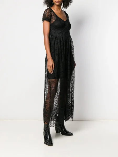 Rochie maxi Rabanne din dantelă de costum negru