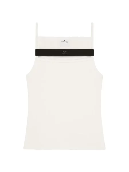 Top Courreges cu bretele alb