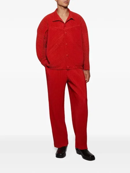 Pantaloni Issey Miyake plisate roșu