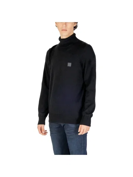 Pulover Boss cu guler înalt negru