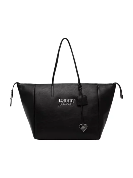 Tommy Jeans torebka shopper z imitacji skóry czarna